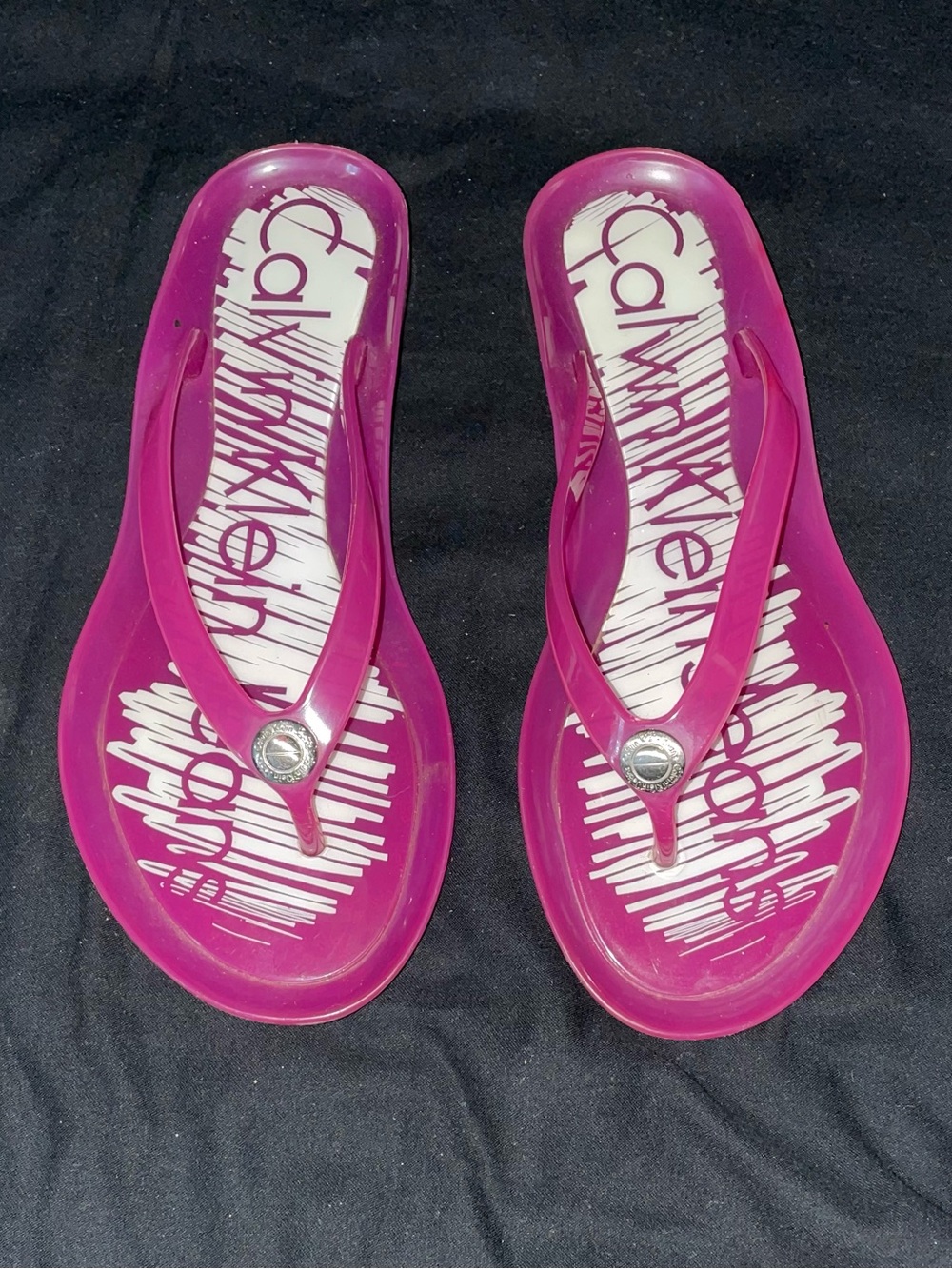 Calvin Klein Women's Fuchsia Jelly Flip Flops Size 6